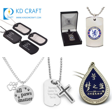 Venta al por mayor, barato, personalizado, metal en blanco, acero inoxidable, personalizado, grabado, ejército, militar, identificación, collar, etiquetas de perro personalizadas